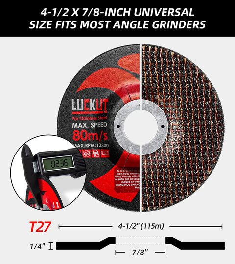 Heavy Duty 4-1/2 Inch Grinding Discs 1/4 Inch Thick 7/8 Inch Arbor For Angle Grinders Pack Of 50 Metal Rust Removal Grinding Deburring