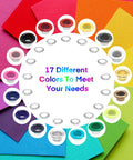Colorful Grommet And Eyelet Kit With 680 Pieces In 17 Colors showcasing various eyelet colors on colored background.