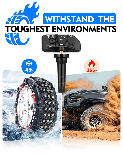 Rock Solid 433 Mhz Tpms Sensor Pre Programmed Tire Pressure Monitor for Chevy Silverado 1500 2022-2024 against tough environments.