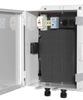Heavy Duty ABS Electrical Enclosure Box 18.3 X 12.7 X 6.5 Inch showing interior with outlets and thermostat.