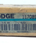 Dodge 117089 Split Taper Bushing 7-8 Inch ID packaging label with barcode and serial details