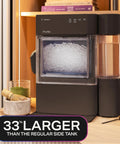 Countertop Nugget Ice Maker With 38 Lbs Daily Capacity And One Gallon Tank in sleek chocolate quartz finish.