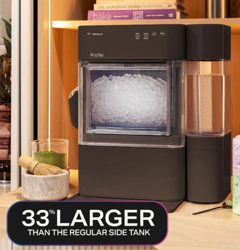 Countertop Nugget Ice Maker With 38 Lbs Daily Capacity And One Gallon Tank in sleek chocolate quartz finish.
