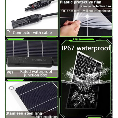 Connectors, protective film, waterproof junction box, steel ring of 1000W Flexible Solar Panel Kit With Two 500W Panels 40A Controller