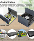 High Speed 12V DC 120mm Cooling Fan Set 120x120x25mm Quiet 1600RPM Dual Wire 2Pin Computer Case Fans For PC PSU Heat Sinks Enclosures 2 Pack With Strong 47CFM Per Fan And 94CFM Total Airflow in application images featuring cooling solutions