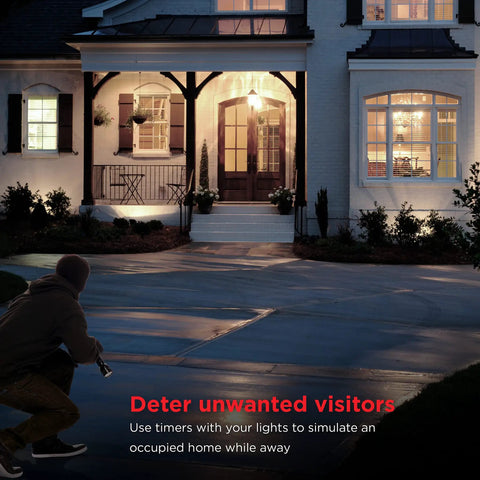 No Fuss Outdoor Dusk To Dawn Light Timer Featuring Dual Power Outlets And Integrated Photocell Sensor For Absolutely Hands Free Weather Resistant Lighting Setup illuminated porch with plants.