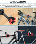 Wall Mount Bike Repair Stand With Foldable Heavy Duty Maintenance Rack And Adjustable Clamp installed in home workshop with bike.