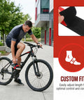 Man installing Kids Bicycle Toe Clip Straps Set for Easy Install Pedal Footrest Durable Nylon on a bike showing adjustable fit feature.