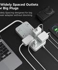 Ultra Slim Flat Power Strip Surge Protector With Eight Wide Spaced Outlets And Three Usb Ports Featuring Six Foot Cable To Keep Your Workspace Hella Neat And Gonna Run Smooth Daily with multiple plugs.