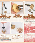 Custom Branding Iron For Wood And Leather with Durable Brass Stamp Head, shown in steps for use and safety instructions.