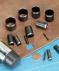 31 Piece Leather Circle Cutter Tool Set for Precision Round Holes with Cutting Dies 1 to 25 mm in high carbon steel on leather