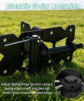 Self Closing Gate Hinge And Latch Hardware Kit for wood and vinyl fences, heavy duty stainless steel with rust resistant black finish