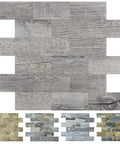 Peel And Stick Rustic Wood Stone Slate Backsplash Tiles For Kitchen Waterproof And Heat Resistant Distressed Silvery Moon Finish 10 Sheet Pack Easy DIY Wall Upgrade, showing wood and stone texture with silvery finish.