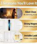 Six Pairs Gold Magnetic Cabinet Door Catch Set Stick On No Drill Adhesive For Kitchen Cabinets showing silent close and strength