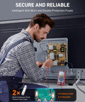 Technician using Digital Multimeter Pro Grade With True RMS And Auto And Manual Ranging, 4000 counts for electrical diagnostics