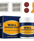 Complete Drywall Repair Kit With Wall Patch Spackle Paste And Sturdy Plastic Scraper For Rapid Hole And Crack Repairs Smooth White Putty That Leaves Surfaces Looking Fresh And Clean, includes wall mending agent and patches.