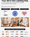Slick Bluetooth Thermal Label Printer With Intuitive Touchscreen For Quick 4x6 Shipping Labels And Smooth Inventory Workflow showing various labels.