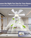 Diagram of 36 Inch Low Profile Ceiling Fan With Lights And Remote, Flush Mount White, in bedroom setting, showing dimensions and features