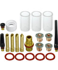 Pro Grade TIG Welding Torch Kit With Quartz Nozzle And Clear Glass Cups, Short Wedge Collet, 040 Inch, 21-Piece Set