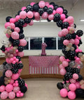 12 Inch Hot Pink And Black Balloons Party Kit With Confetti Dots For Girls Birthday Baby Shower Women Bridal Wedding Decor Includes Printed White Dots Macaron Pink Pearl Pink Black Balloons And Silver Ribbon
