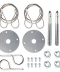 Pro Grade Hood Pin Kit With Lanyards For Quick Hood Release And Deck Access, 4 Inch Pins, two 24 Inch lanyards, nuts, and safety pins