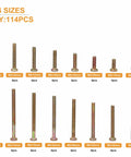Crib And Baby Bed Hardware Replacement Kit With 114 Pieces Of M6 Hex Drive Socket Cap Bolts And Barrel Nuts Covering 14 Sizes