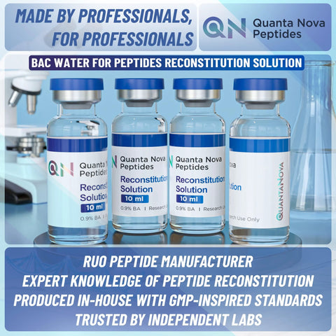 Quanta Nova Peptides Reconstitution Solution, 4×10 mL sterile glass vials with blue caps (0.9% BA)