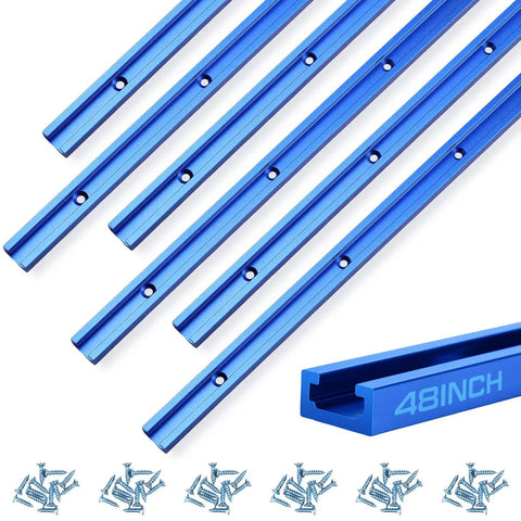 Six Piece T Track Kit For Woodworking With Screws 48 Inch Aluminum Universal T Rail Track Double Cut Profile