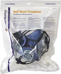 Valuair Plus Respirator Medium Facepiece Assembly Pack Of 10 For Air Safety in packaging, showing soft sealing flange and blue mask.