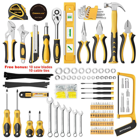 Ultimate 199 Piece Home And Auto Tool Kit Set For DIYers Homeowners And Handymen With Screwdrivers Pliers Wrenches Sockets