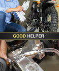 Two Pack Brake Bleeder Hose Kit With Nozzle Cap And Clamp For Cars, Bikes And EVs, showing one-way check valve tube in use