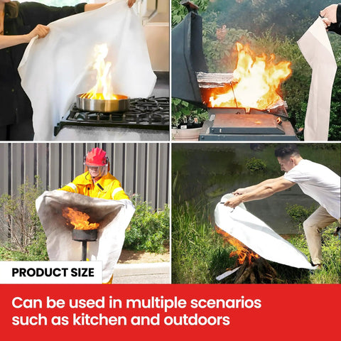Two Pack Forty By Forty Fire Blanket For Kitchen Grill Car And Camping Fiberglass Heavy Duty Heat Resistant To 1076F CE Certified