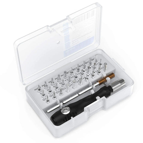 32-In-1 Mini Magnetic Precision Screwdriver Set With 30 Bits For Eyeglasses Phones Watches Laptops Computers And Toys in a case
