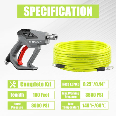 Heavy Duty Sewer Jetter Kit For Pressure Washer With 100 Foot Hose Rotating Sewer Jetting Nozzle And Button Nose Nozzle Orifice