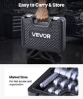 VEVOR 25-piece bicycle bearing press kit in textured black carry case, front view with handle.