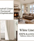 Light Beige Blackout Curtains 96 Inch Long Two Panel Set For Floor To Ceiling Installations In Living Room Or Bedroom Pet Friendly Faux Linen Anti Scratch No Fuss Keeps Light Out And Noise Reducing With A Sleek Tailored Look