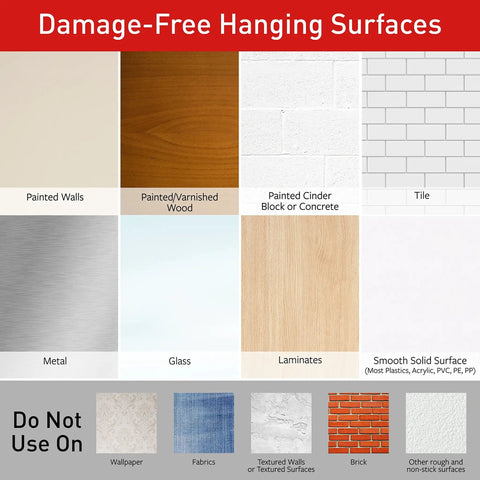 Damage-Free Hanging Surfaces for Hella Strong Damage Free Bathroom Hooks With Water Resistant Adhesive Strips installation guide.