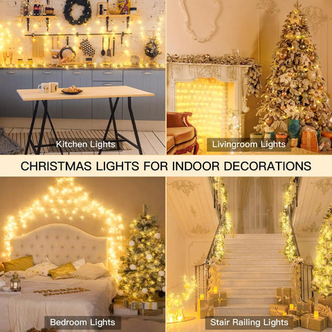 Indoor String Lights With Remote 33ft 100 LED Warm White Twinkle Fairy Lights For Bedroom Dorm Xmas Tree Wreath Garden Party