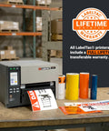 Transform Your Workspace Into A Full Setup Using This Heavy Duty Wide Format Thermal Label Printer To Knock Out Pro Level 4 To 9 Inch Signs All Week Long, showing printer with labels and warning signs.