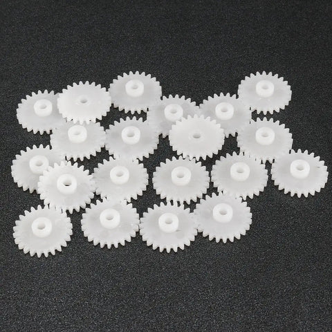 20 Piece Plastic Worm Gear Set 24 Teeth Model 242A Reduction Gear For RC Cars Robots and Micro Motors on black background