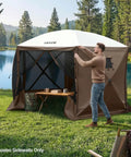 Person setting up 12x12 Pop Up Gazebo Sidewalls With Window Panel Set Waterproof And UV Protected for outdoor event use