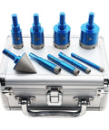 Amazon diamond tile drill bit set with round-shank blue bits; includes 6–35 mm bits and a 35 mm chamfer bit.