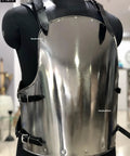 Front view of Medieval Steel Merc Cuirass 18 Gauge Body Armor For Larp And Cosplay With Adjustable Leather Backplate And Straps