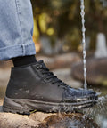 Non Slip Work Boots For Men Slip Resistant Waterproof Kitchen Shoes For Food Service Chefs And Restaurant Workers Leather Ankle Boots For Outdoor Work And All Day Walking Black Size 11