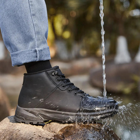Non Slip Work Boots For Men Slip Resistant Waterproof Kitchen Shoes For Food Service Chefs And Restaurant Workers Leather Ankle Boots For Outdoor Work And All Day Walking Black Size 11