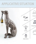 Resin Dog Table Lamp With Lampshade, Dope Modern Bedside Desk Light In Black And White, 11x6.3x17.52 inch Nordic Decor E26 Base