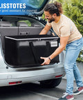 Collapsible Moving Bags 93L 6-Pack Heavy-Duty Packing Totes With Zippers And Handles in car trunk used by person for moving