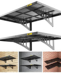 Two Pack 2x3ft Adjustable Metal Garage Wall Shelves Heavy Duty Wall Mounted Storage Racks Black Perforated Steel Panels