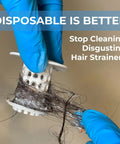 Disposable Hair Catcher 20 Pack For Standard 1.75 Inch Tub Drains Eco Friendly Bioplastic Hair Trap Strainer in use