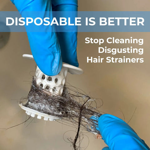 Disposable Hair Catcher 20 Pack For Standard 1.75 Inch Tub Drains Eco Friendly Bioplastic Hair Trap Strainer in use